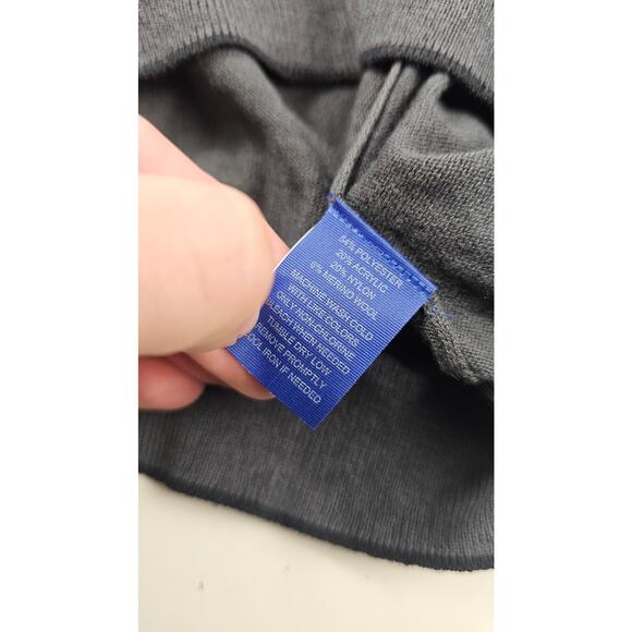 NWT Joseph Abboud XLT XL TALL Sweater Black Gray Trimmed Button-up wool blend - Picture 5 of 7